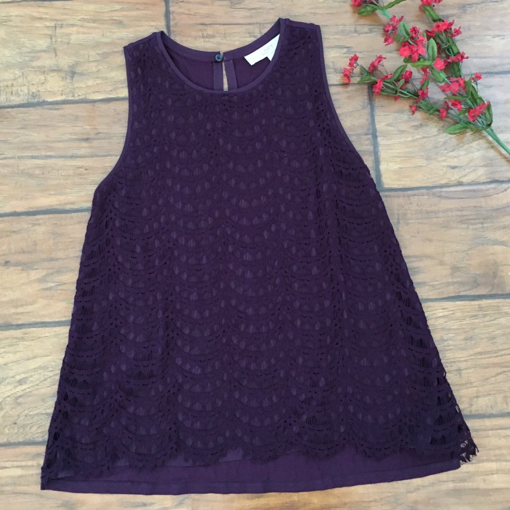 Loft Lace Tank Top- Purple💜